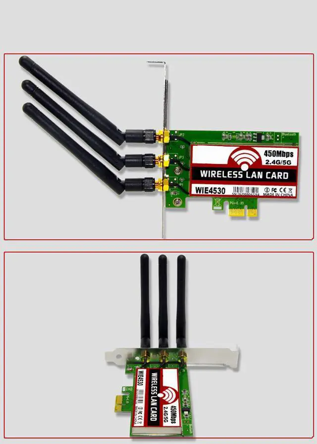 Alt view image 2 of 5 - 802.11 B/g/n 450Mbps Wireless WiFi  PCI-Express Adapter Desktop Card For  5300 Compatible Slot PCI-E X1/X4/X8/X16