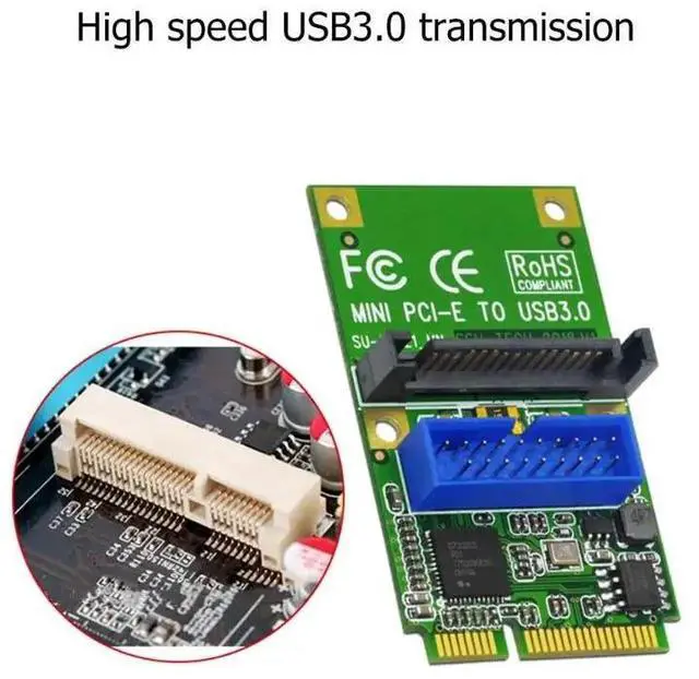 Alt view image 4 of 6 - Mini Pci-E To Usb3.0 Adapter Card Mini Pcie To19-Pin 20Pin Usb 3.0 Expansion Card With 15Pin Sata Power Ports For Desktop Pc