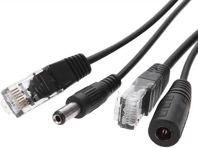 Alt view image 5 of 5 - 2Pcs RJ45 Power Over Ethernet LAN DC Male Passive PoE Adapter Injector Splitter Cable Kit Black IP Security Camera Switches
