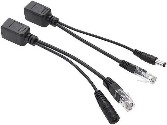Alt view image 2 of 5 - 2Pcs RJ45 Power Over Ethernet LAN DC Male Passive PoE Adapter Injector Splitter Cable Kit Black IP Security Camera Switches