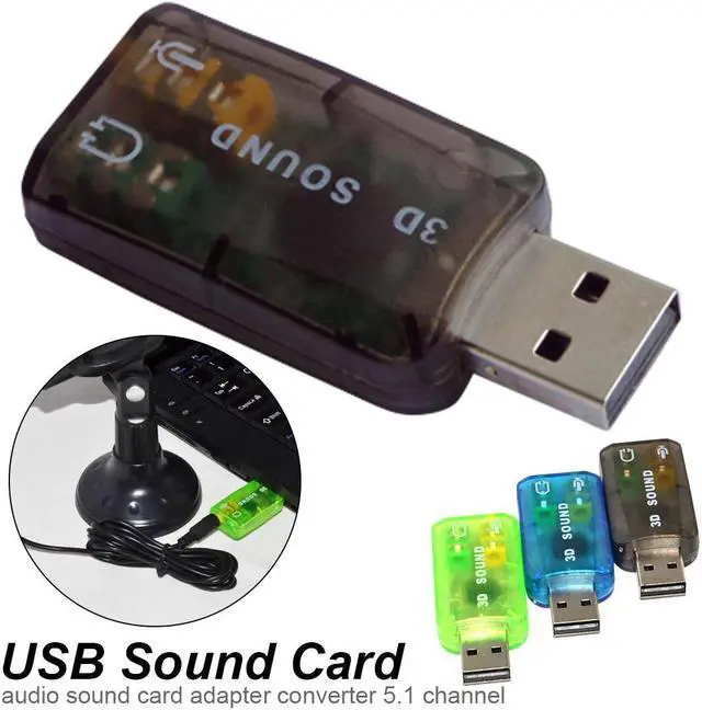 Alt view image 2 of 6 - 5.1-Channel w/3.5mm Sound Card External USB Sound Card Audio Card Adapter Computer Stereo Mic Audio USB Converter For PC