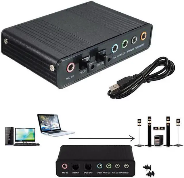 Main image of 7.1 Channel External Optical Audio Fiber Sound Card S/PDIF for Laptop PC Computer Sound Track for HTPC Home Theatre