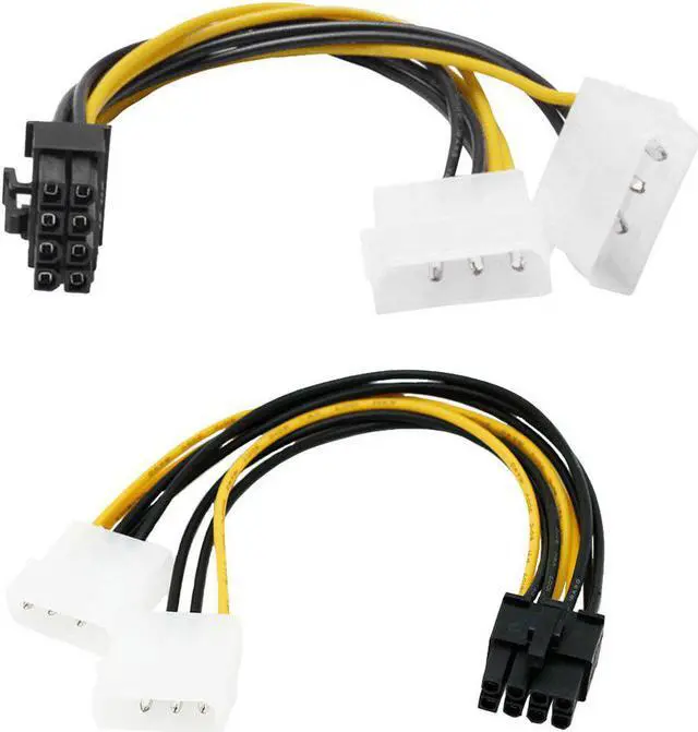 Alt view image 3 of 6 - 6 inch 8 Pin PCI Express Male To Dual LP4 4Pin Molex IDE Power Cable Adapter Express Video Card 20cm