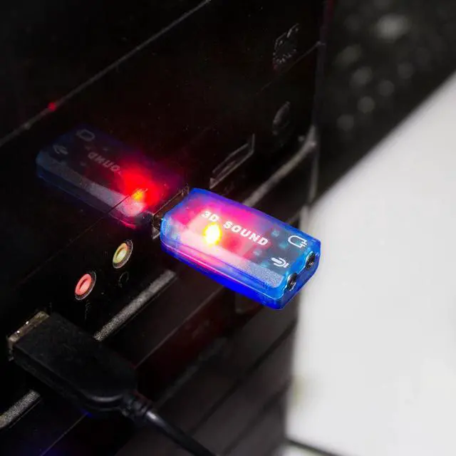 Alt view image 4 of 5 - USB Sound Card 5.1-Channel w/3.5mm Headphone and Microphone Jack Interface Computer Stereo Mic Audio USB Converter