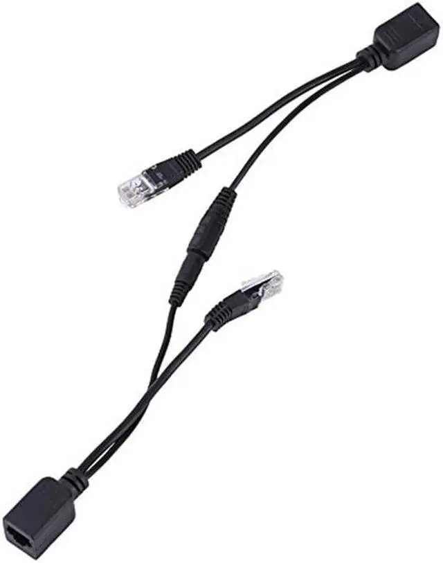Alt view image 4 of 5 - 2Pcs RJ45 Power Over Ethernet LAN DC Male Passive PoE Adapter Injector Splitter Cable Kit Black IP Security Camera Switches