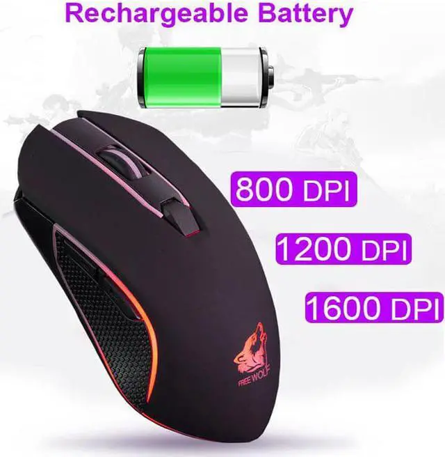 Alt view image 3 of 5 - 2.4G Wireless Mouse Wireless Silent LED Backlit Computer Mouse Rechargeable USB Optical Ergonomic Gaming Mouse for Laptop PC