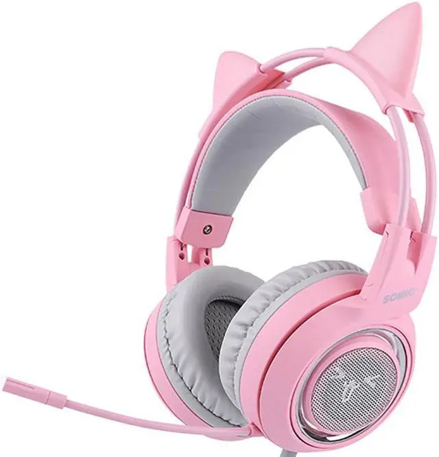 Main image of SOMIC G951 Pink Cat Headphones Virtual 7.1 Noise Cancelling Gaming Headphone Vibration Led Usb Headset Girl Headsets For Pc