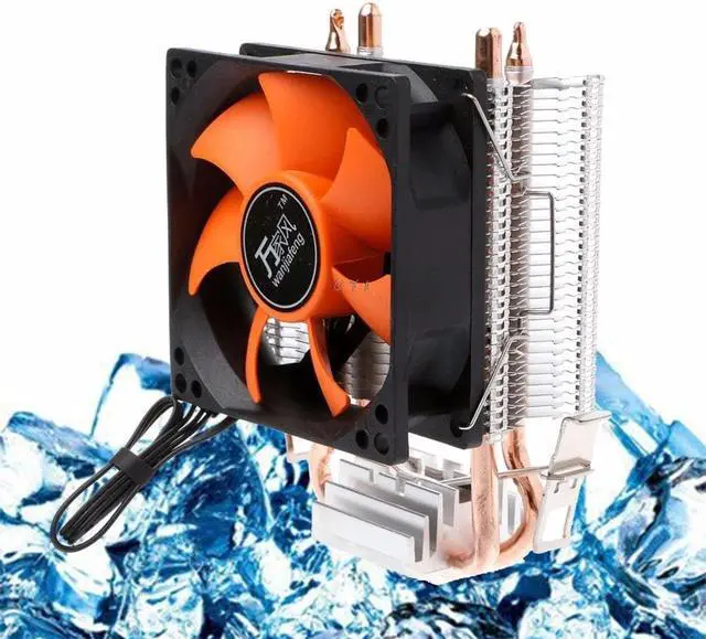 Alt view image 3 of 5 - 2 Heatpipe Aluminium PC CPU Cooler Cooling Fan For Intel 775/1155 AMD 754/AM2