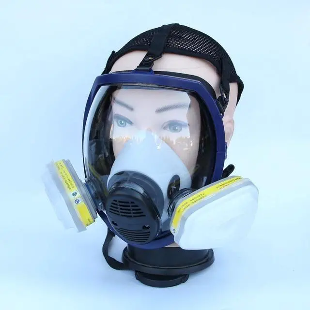 Alt view image 6 of 6 - Lightweight Full Face Chemical mask Anti-Gas Mask Acid Dust Respirator Paint Pesticide Spray Silicone Filter Face Mask