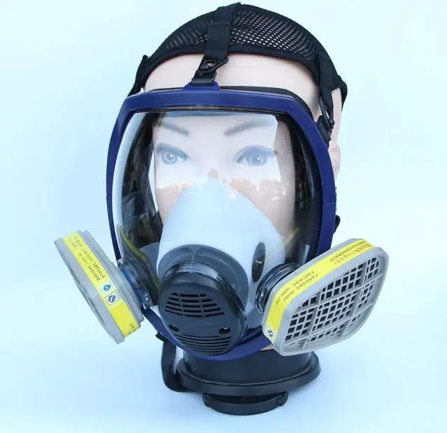 Alt view image 5 of 6 - Lightweight Full Face Chemical mask Anti-Gas Mask Acid Dust Respirator Paint Pesticide Spray Silicone Filter Face Mask