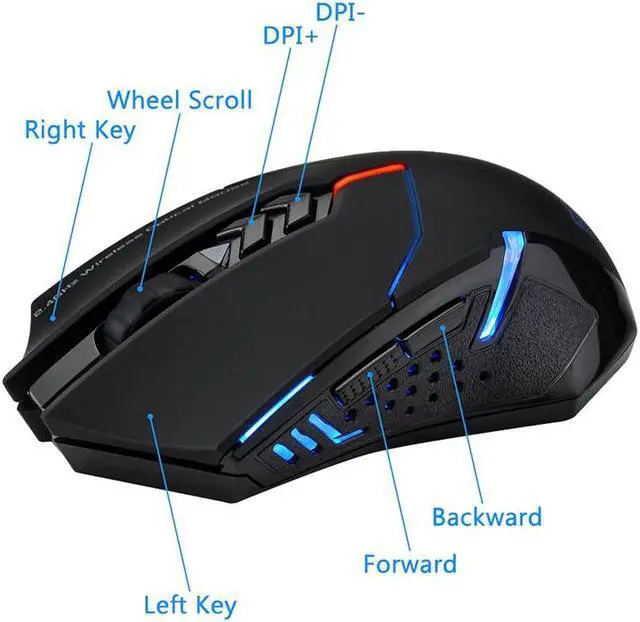 Alt view image 2 of 5 - Quality ET X-08 2000DPI Adjustable 2.4G Wireless Mouse For Professional Gaming Mouse sem fio Mice raton inalambrico