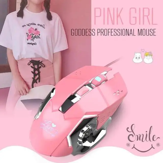 Alt view image 5 of 5 - Wired Gaming Mouse 3200DPI 6 Buttons Gamer Mouse Pink Mice Special for Gamer Girl for PC Computer Gaming