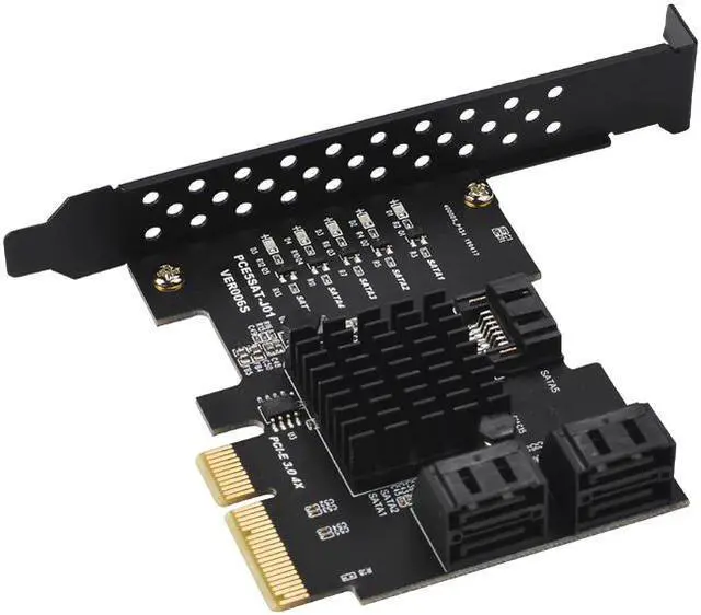 Alt view image 4 of 6 - Add On Cards PCI-E SATA PCI Express SATA 3 Controller PCIE SATA HUB 5 Port SATA3 6Gbps Adapter + Low Profile Bracket for Desktop