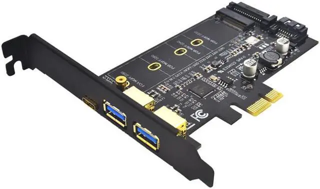 Alt view image 3 of 5 - 2x USB 3.0 & Type-c M.2 PCIe Adapter M2 SSD SATA B Key to PCI-e 3.0 Controller Converter Riser Card for 2280 2260 2242 2230 NGFF