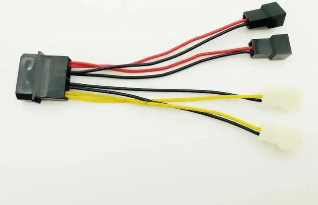 Alt view image 6 of 6 - 5PCS Computer Fan Power Cable 4Pin Molex to Four 3Pin Power Cable Adapter Connector 12v*2 or 5v*2 for CPU PC Case Fan Cables