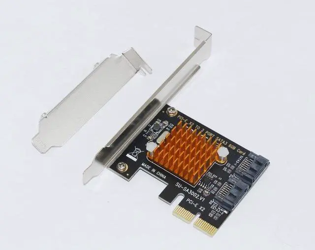 Alt view image 6 of 6 - ASMedia1062 PCIe PCI Express to SATA 3.0 Card with Bracket 2 Port SATA III 6Gbps Adapter Big Heatsink for PC SSD HDD IPFS Mining