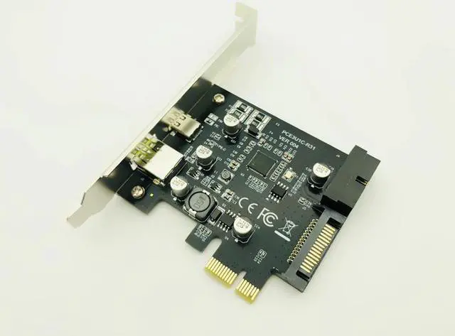 Alt view image 2 of 5 - PCI-e To USB 3.1 Type-C Riser Post Card PCIe to USB-C 2.4A Fast Charger+19PIN Front USB Miner Expansion Adapter Card