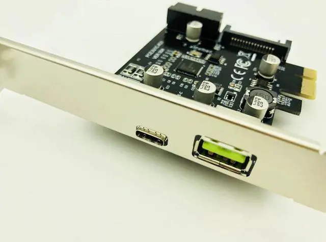 Alt view image 5 of 5 - PCI-e To USB 3.1 Type-C Riser Post Card PCIe to USB-C 2.4A Fast Charger+19PIN Front USB Miner Expansion Adapter Card