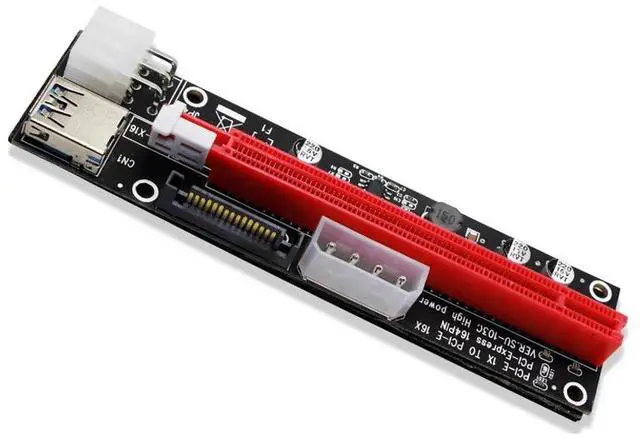 Alt view image 4 of 6 - 4pin 6pin SATA Power PCI Express 16X Slot Riser Card USB 3.0 PCI-E PCI-Express 1x to 16x PCIE Riser for Bitcoin BTC Miner Mining