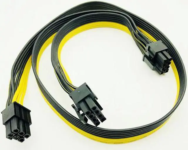 Alt view image 2 of 6 - PCI-E PCI Express 6Pin Male to Dual 8Pin 2Port Male Adapter GPU Graphic Card PCIe Power Cable 18AWG 60cm+20cm Wire for BTC Miner