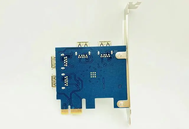 Alt view image 5 of 5 - Riser Card PCIE 1 to 4 Multiplier Hub Adapter PCI Express 1x to 16x Slot 4 USB 3.0 Riser For Bitcoin BTC Miner Mining Device