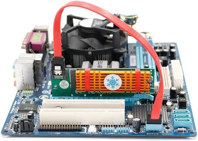 Alt view image 6 of 6 - PCI Express to M.2 NGFF SSD Adapter Raiser SATA-Bus M2 SSD B Key PCIE Slot Heatsink SATA Cable for 2230-2280 Size m.2 FULL SPEED