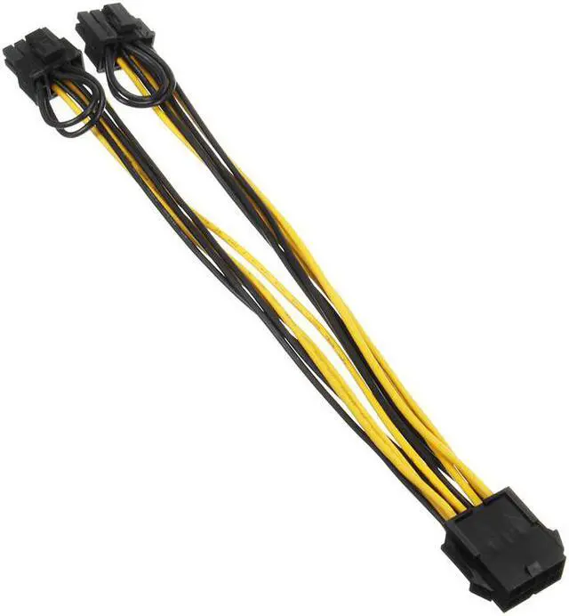 Alt view image 4 of 6 - PCI-E PCIE 8p Female to 2 Port Dual 8pin 6+2p Male for BTC Miner Mining GPU Graphics Video Card Power Cable Cord 18AWG Wire 20cm