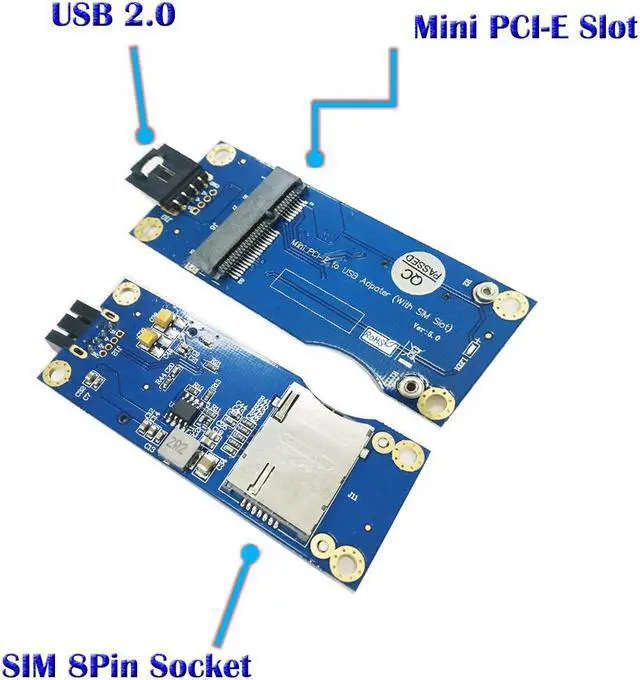 Alt view image 2 of 5 - Mini PCI-E PCI Express Wireless to USB Riser SIM Card Slot WWAN LTE Module Adapter Converter Card 9Pin USB Cable PC Components