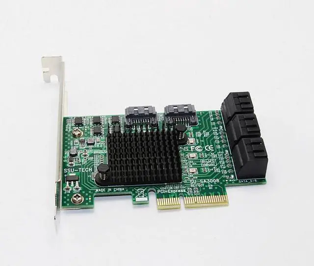 Alt view image 4 of 6 - SATA Card PCI-e PCI Express to SATA 3.0 III 3 SSD PCIe SATA 8 ports Expansion Board Card Adapter Raiser with Low Profile Bracket