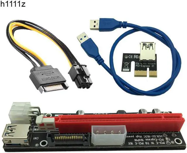 Main image of 3.0 Extender Flexible Cable PCIE PCI-E PCI Express 1X to 16X Riser Card SATA 4Pin 6Pin Power for Bitcoin BTC Miner Mining
