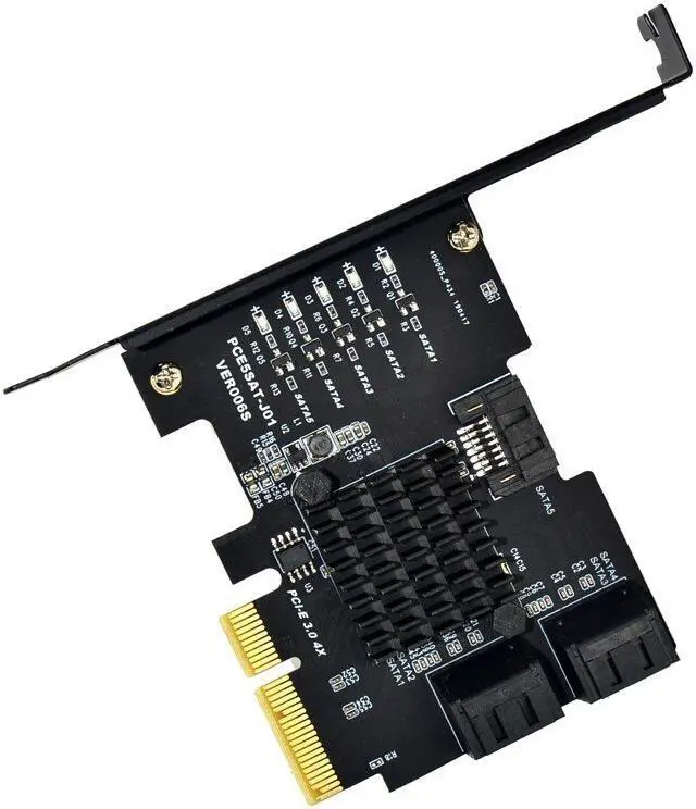 Alt view image 4 of 6 - Add on Cards PCI-E SATA Card PCIE SATA Controller PCI Express 3.0 Gen3 X4 SuperSpeed Non Raid PCIE to SATA 3.0 Card 5 Port SATA3