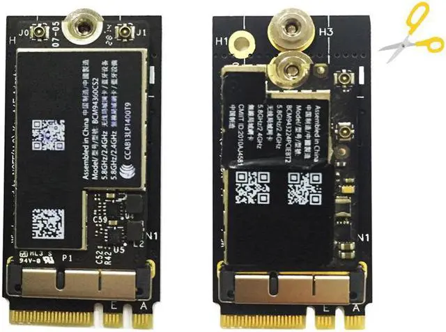 Alt view image 4 of 5 - WiFi Adapter BCM94360CS2 BCM943224PCIEBT2 12+6Pin Wireless Card to NGFF Key A/E M2 WiFi Cards Wi Fi Adapter Network Card For Mac