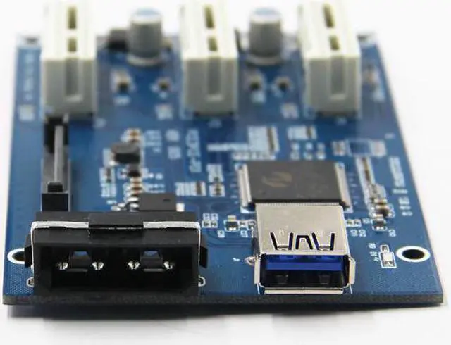 Alt view image 3 of 5 - 3 in 1 PCI Express PCI E 1X slots Riser Card PCI-E 1 to 3 Expansion Adapter 2 Layer PCB Board + 60cm USB 3.0 Cable for Mining