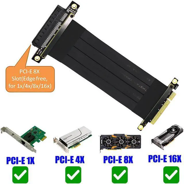 Alt view image 6 of 6 - PCI Express Extension Cable Riser PCIE 8X to 8X Slot PCI-E Riser Card PCIE Extender Extension Ribbon Flex Relocate PC Cable 24CM