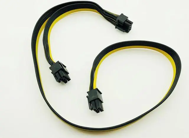 Alt view image 6 of 6 - PCI-E PCI Express 6Pin Male to Dual 8Pin 2Port Male Adapter GPU Graphic Card PCIe Power Cable 18AWG 60cm+20cm Wire for BTC Miner