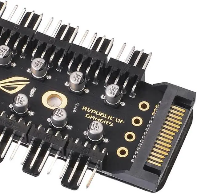 Alt view image 6 of 6 - 3PCS Computer Cable Connectors PWM Fan HUB Fan Speed Controller PC 1 to 10 4pin Fan Splitter Cable Adapter SATA Power for Mining