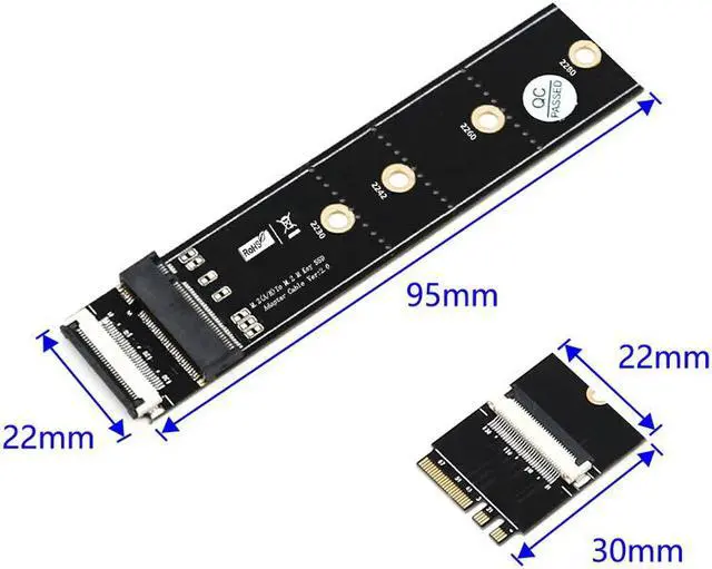 Alt view image 6 of 6 - NGFF M.2/M2 Adapter M.2 SSD Adaptador SSD M2 M.2 Riser/Extender NVME SSD Adapter Components Computer Expansion Cards + FPC Cable