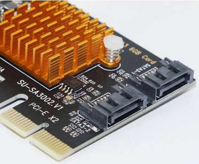Alt view image 5 of 6 - ASMedia1062 PCIe PCI Express to SATA 3.0 Card with Bracket 2 Port SATA III 6Gbps Adapter Big Heatsink for PC SSD HDD IPFS Mining