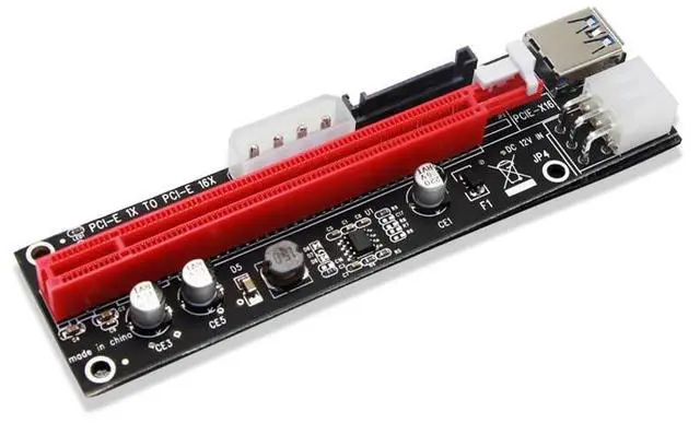 Alt view image 5 of 6 - 4pin 6pin SATA Power PCI Express 16X Slot Riser Card USB 3.0 PCI-E PCI-Express 1x to 16x PCIE Riser for Bitcoin BTC Miner Mining