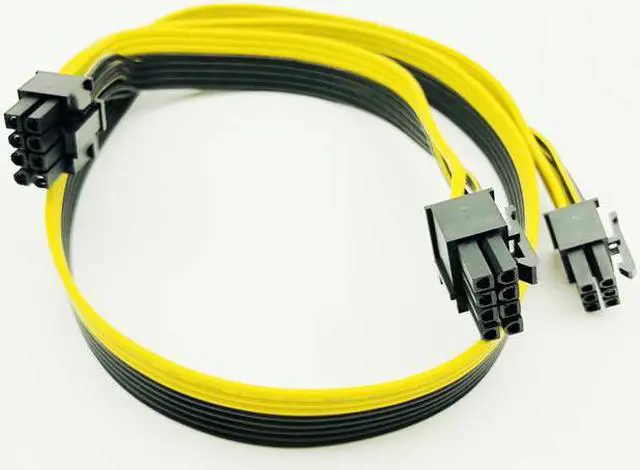 Alt view image 3 of 6 - PCI-E PCI Express 6Pin Male to Dual 8Pin 2Port Male Adapter GPU Graphic Card PCIe Power Cable 18AWG 60cm+20cm Wire for BTC Miner