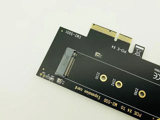 Alt view image 2 of 6 - Socket M key M.2 NVMe SSD to PCIe Adapter Card Support PCI Express 3.0 x4 2230 2242 2260 2280 Size M.2 SSD FULL SPEED Riser Card