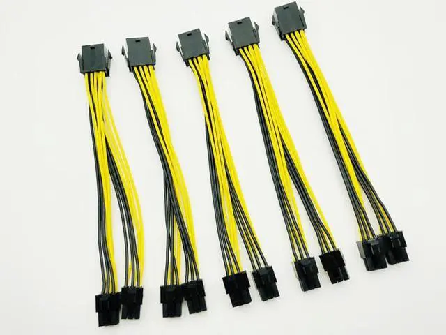 Alt view image 4 of 6 - 5pcs CPU 8Pin to Graphics Card Dual PCI-E PCIe 6Pin Power Supply Splitter Cable Cord Adapter 20cm Cable for Bitcoin Miner Mining
