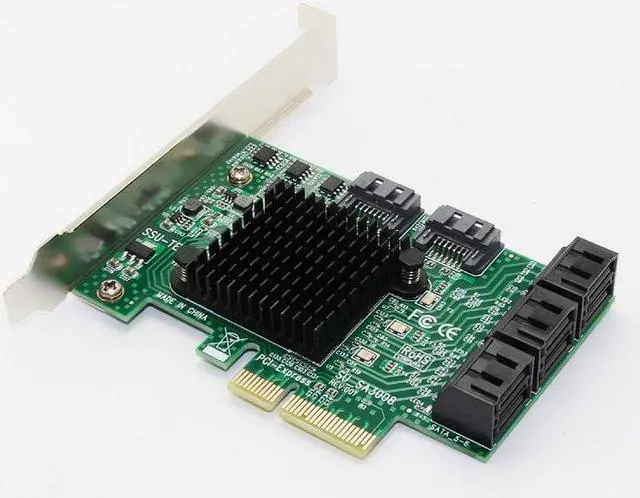 Alt view image 2 of 6 - SATA Card PCI-e PCI Express to SATA 3.0 III 3 SSD PCIe SATA 8 ports Expansion Board Card Adapter Raiser with Low Profile Bracket