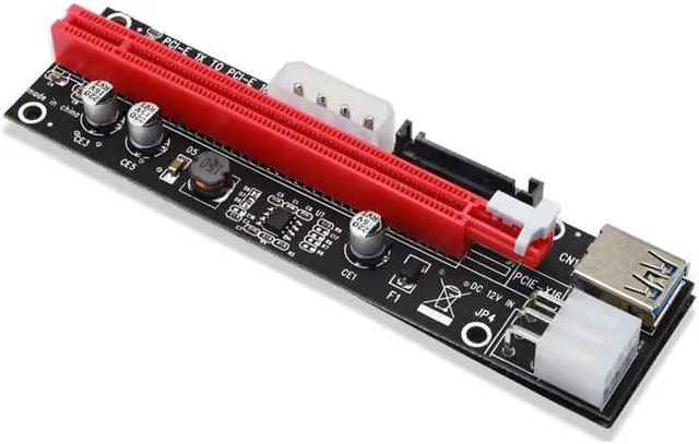 Alt view image 3 of 6 - 4pin 6pin SATA Power PCI Express 16X Slot Riser Card USB 3.0 PCI-E PCI-Express 1x to 16x PCIE Riser for Bitcoin BTC Miner Mining