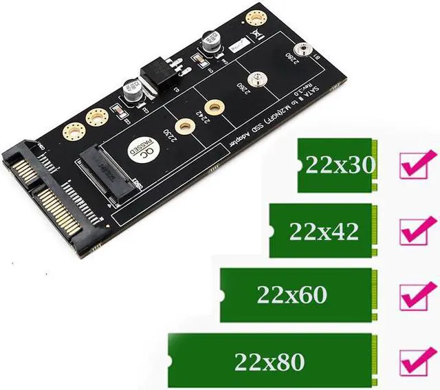 Alt view image 5 of 6 - M2 to SATA Adapter M.2 NGFF SATA SSD Raiser Expansion Card for 2230 2242 2260 2280mm M.2 Solid State Disk with 3.5" Bracket Tray