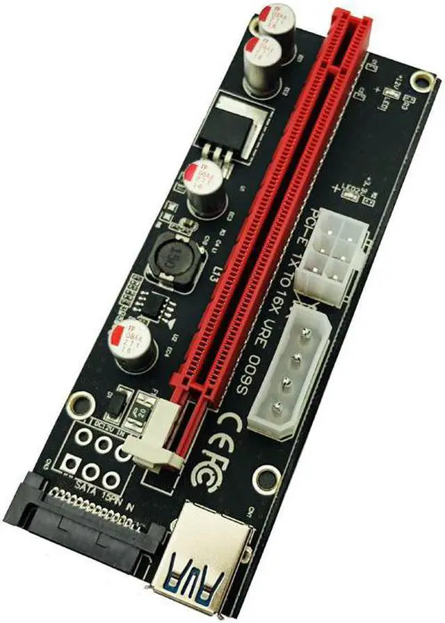 Alt view image 3 of 5 - 6pcs/lot VER009S PCI-E PCI E 1x to 16x Mining Machine Enhanced Extender PCIE Riser Card Adapter 60cm Power Cable for Bitcoin BTC