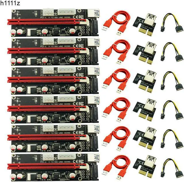 Main image of 6pcs/lot VER009S PCI-E PCI E 1x to 16x Mining Machine Enhanced Extender PCIE Riser Card Adapter 60cm Power Cable for Bitcoin BTC