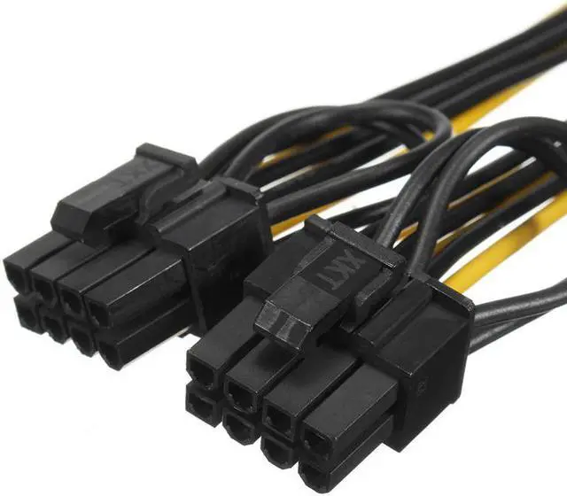 Alt view image 3 of 6 - PCI-E PCIE 8p Female to 2 Port Dual 8pin 6+2p Male for BTC Miner Mining GPU Graphics Video Card Power Cable Cord 18AWG Wire 20cm