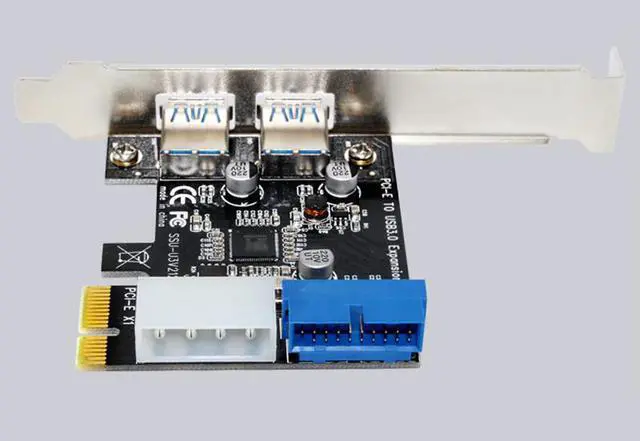 Alt view image 2 of 6 - External 2Port USB3.0 + Internal 19pin Header PCIe Card 4pin IDE Power Connector