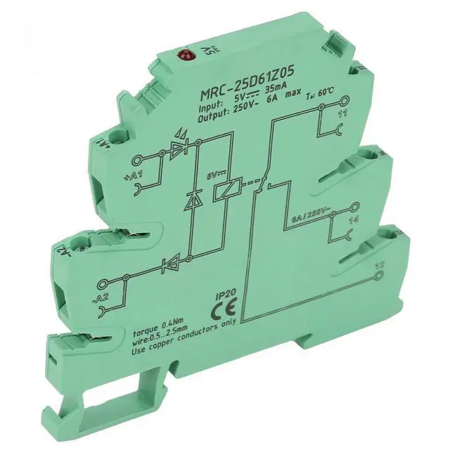 Alt view image 3 of 6 - MRC-25D61Z05 Ultra-thin PLC Contact relay 5V 6A PLC Electromagnetic Interface Relay Module Control Board relay board